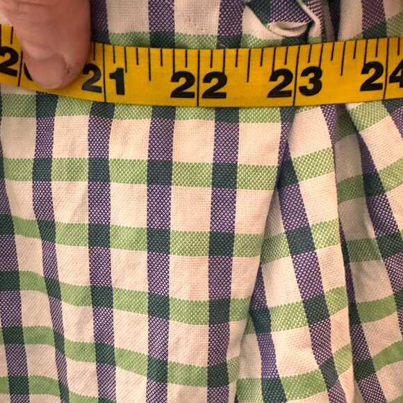 Peter Millar Mens Medium Green & Purple Check Cotton Button-Down Shirt - Picture 5 of 8